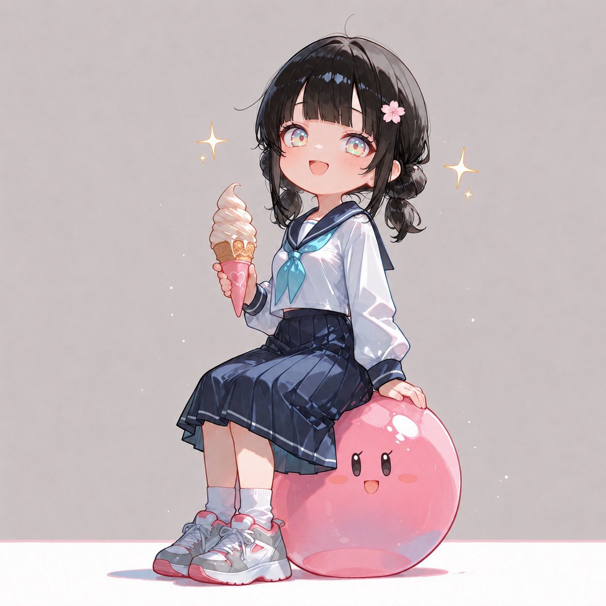 Character anime illustration cherry blossoms cute