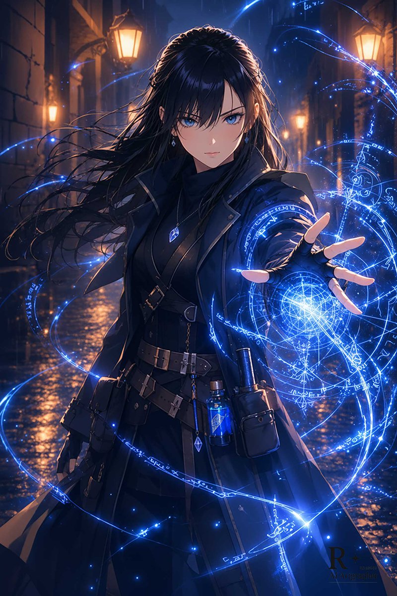 Anime character illustration, night rain