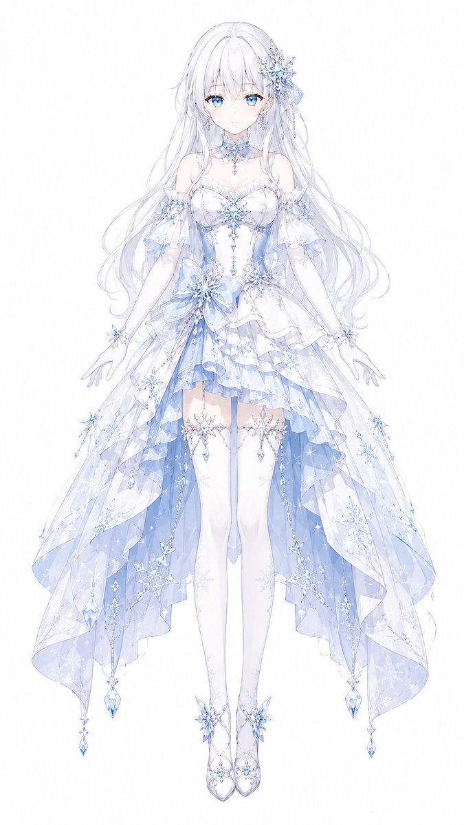 Girl anime illustration snow elegant.