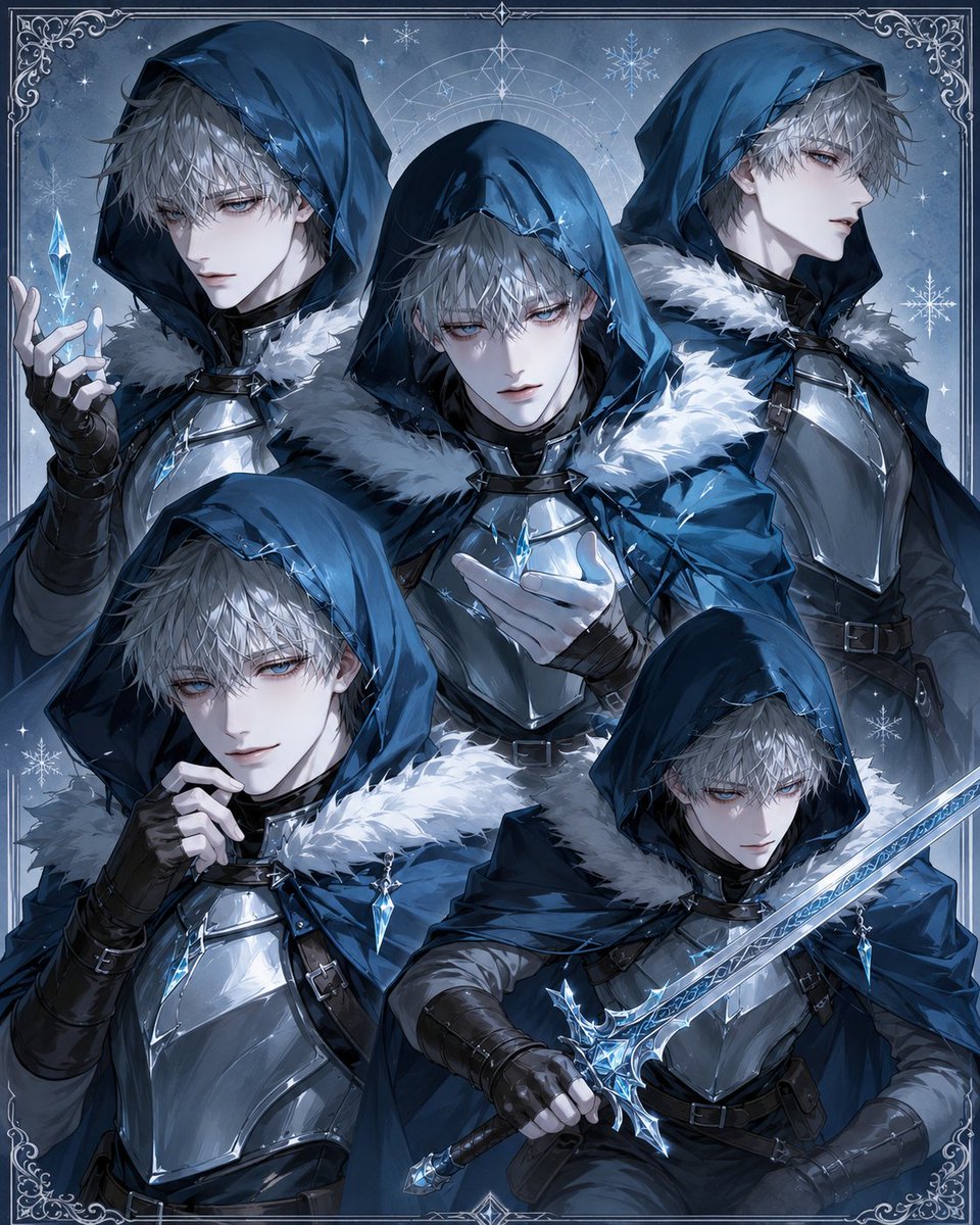 Character anime illustration snow cool tones elegant