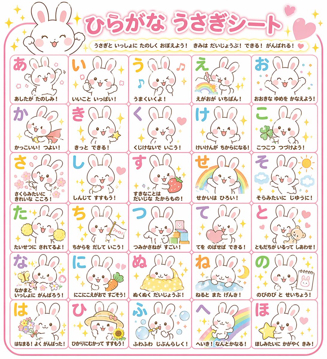 Hiragana learning chart