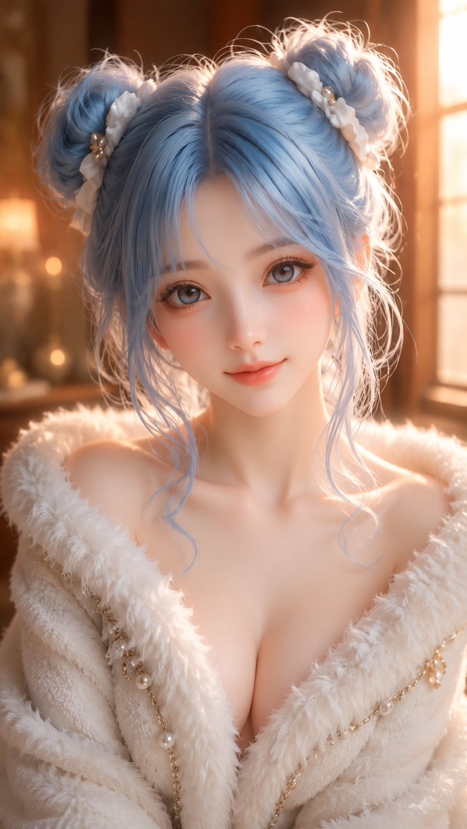 Portrait 3D illustration dreamy cool-tone cute