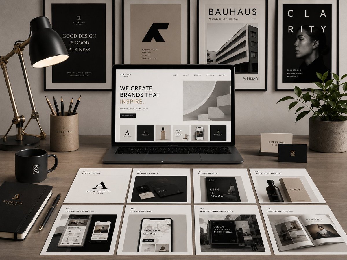 High-end graphic design portfolio mockup