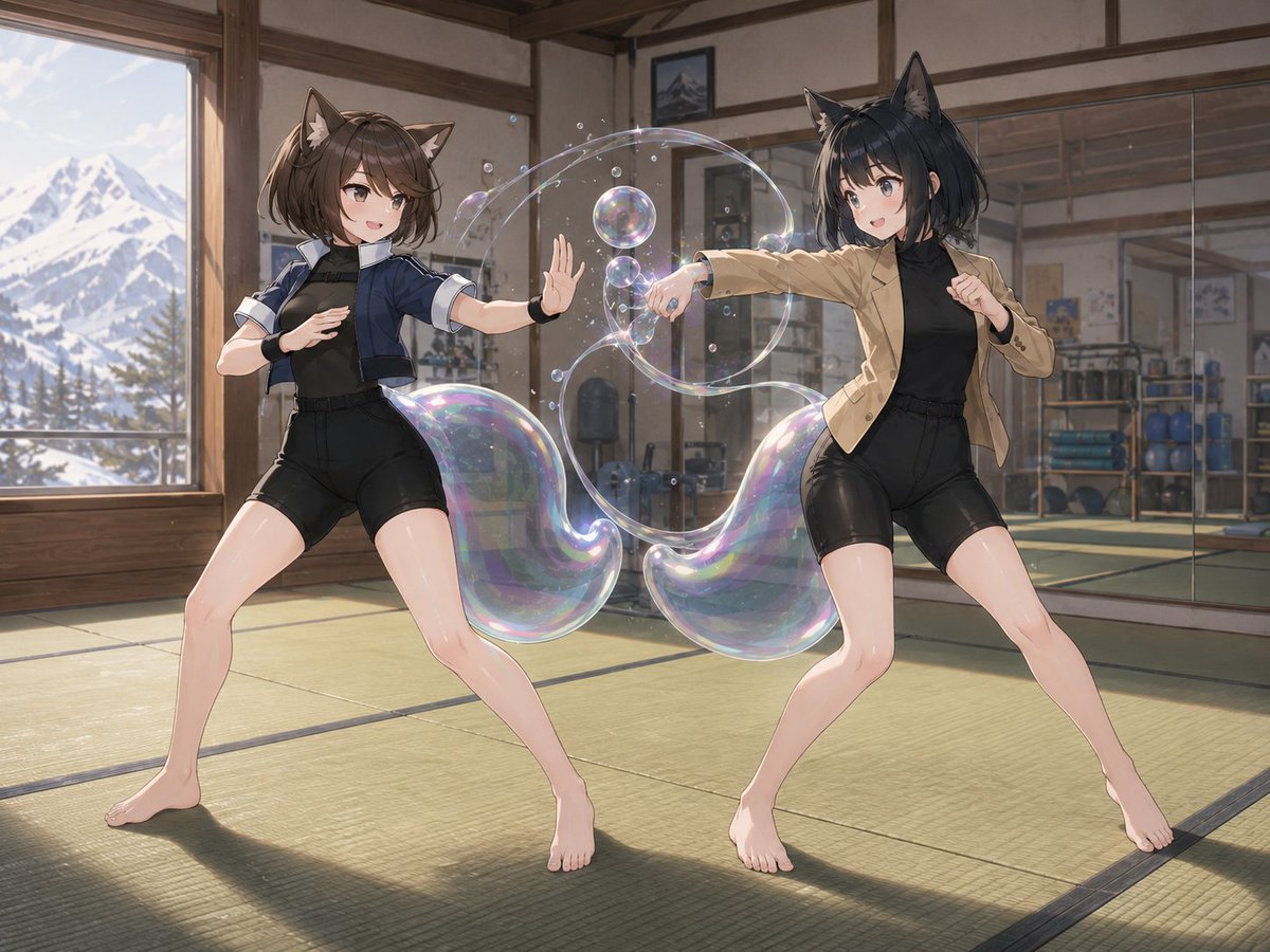 Cat anime illustration snow warm