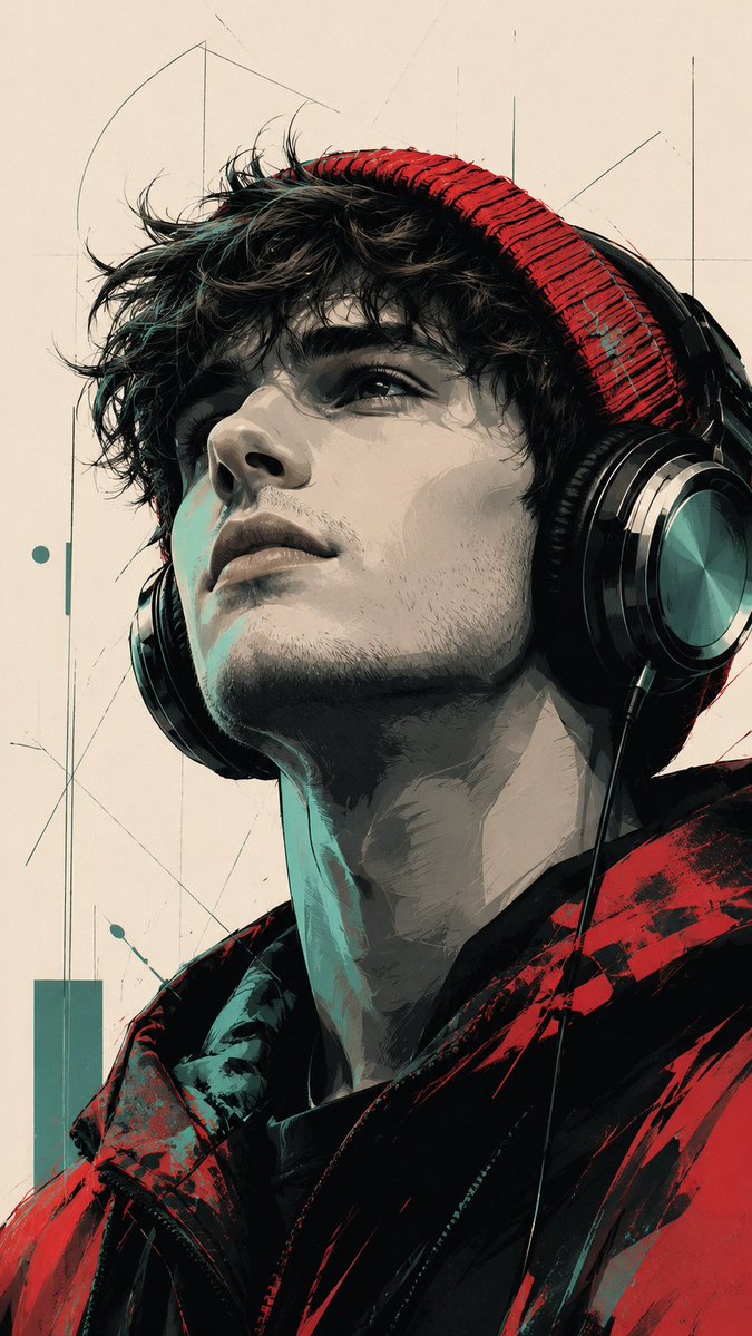 Portrait illustration vector cool-tone street melancholic