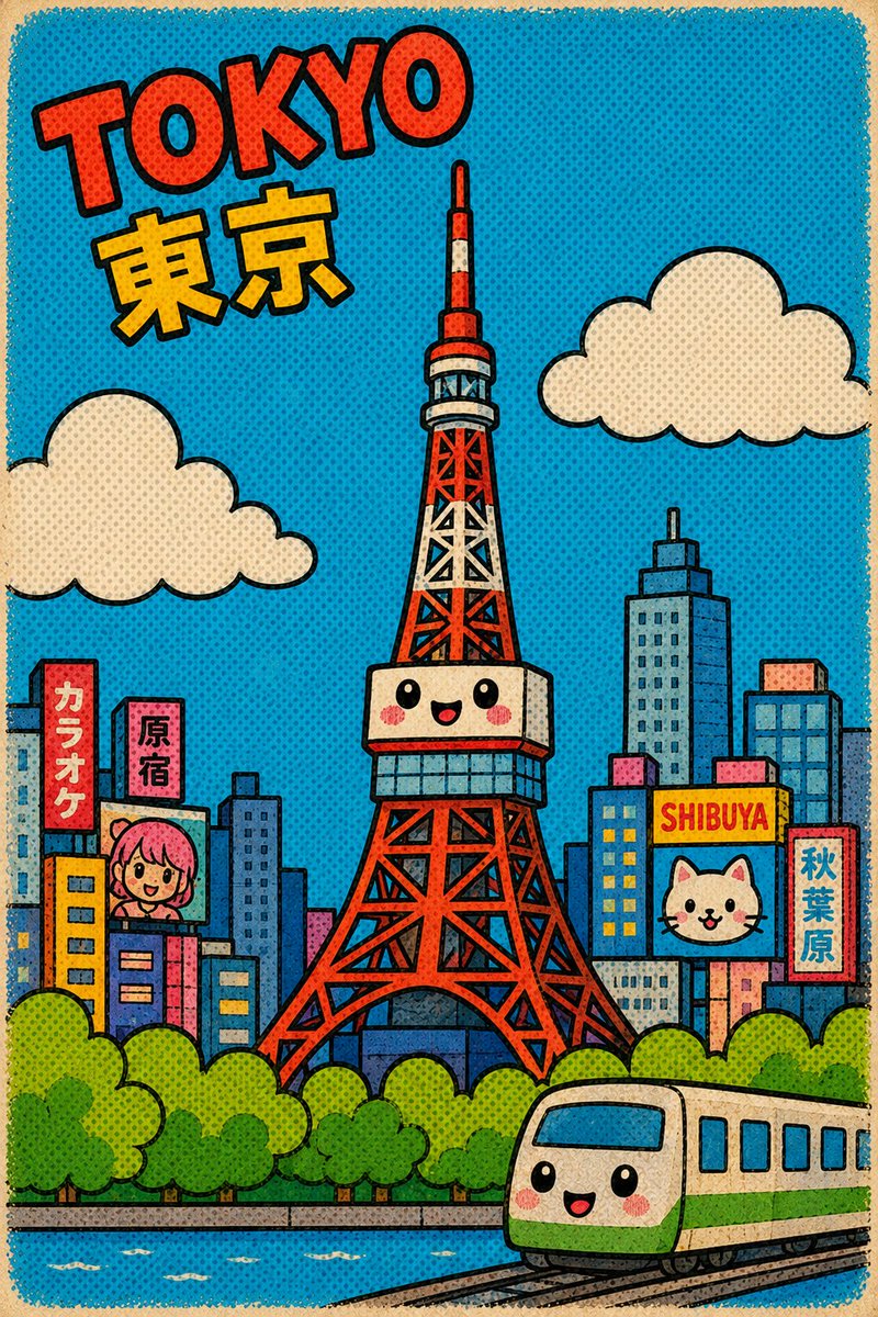 Architecture poster comic city cute