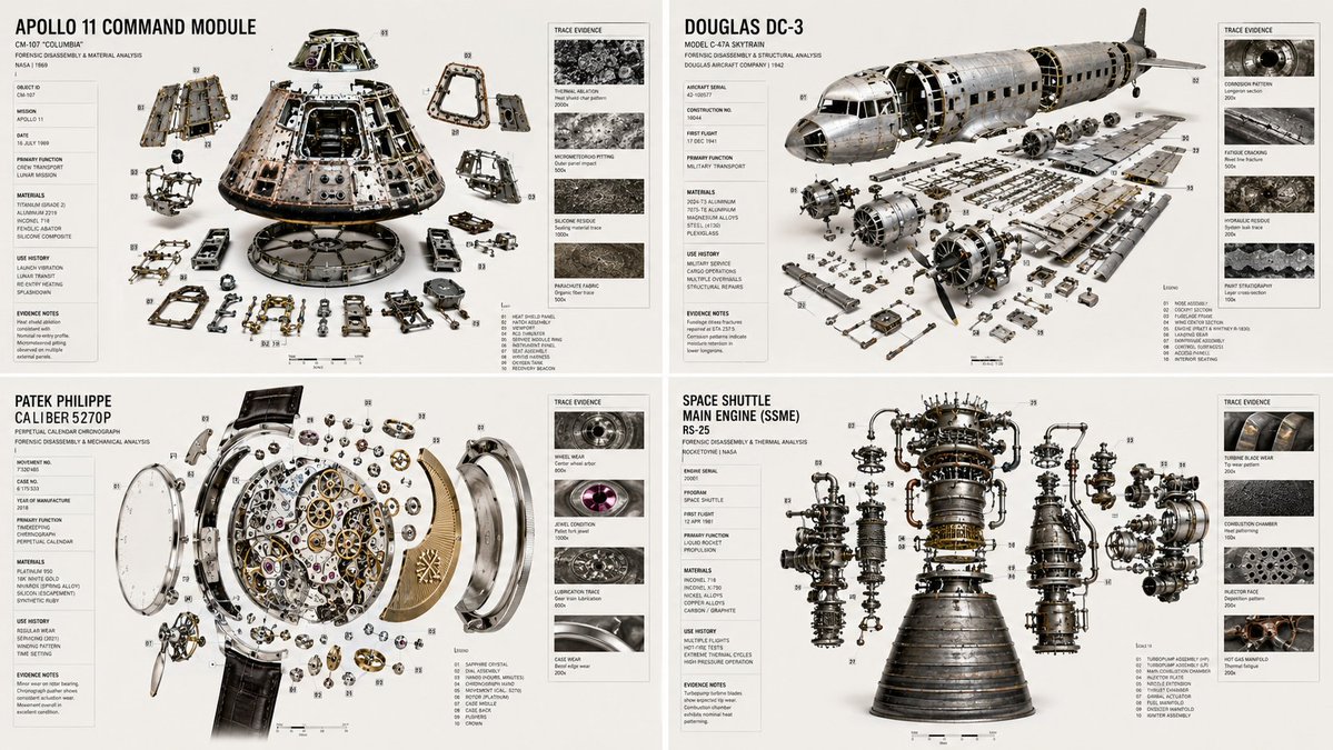 Luxury forensic-style teardown poster
