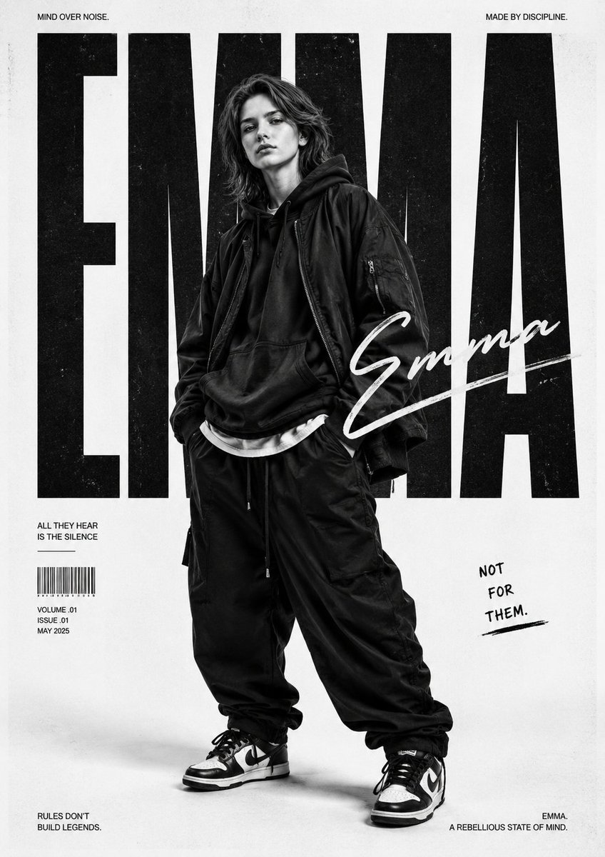 Black-and-white street trend fashion poster
