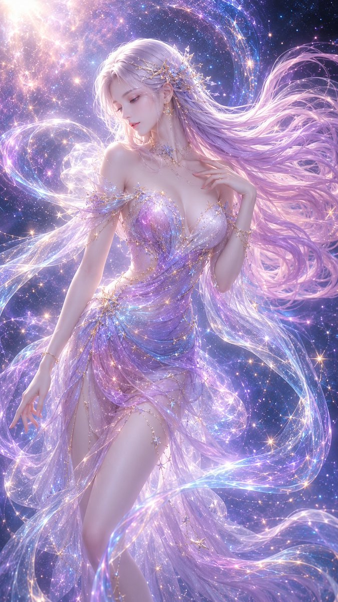 Female 3D illustration dreamy cosmic elegant