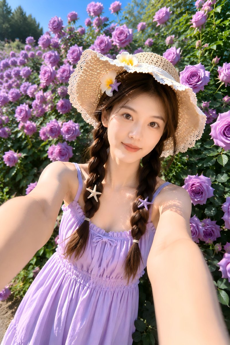 Portrait anime realistic outdoor garden elegant