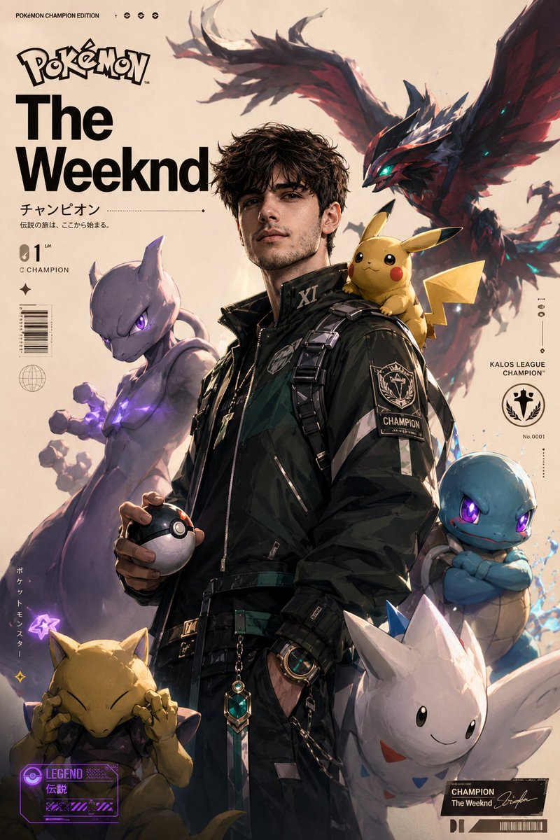 Pokémon male cinematic anime neon future high-end