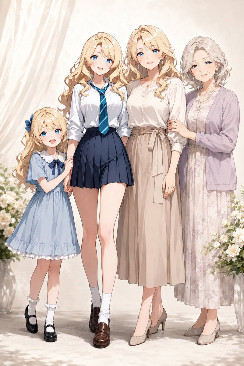 Four-generation family portrait prompt