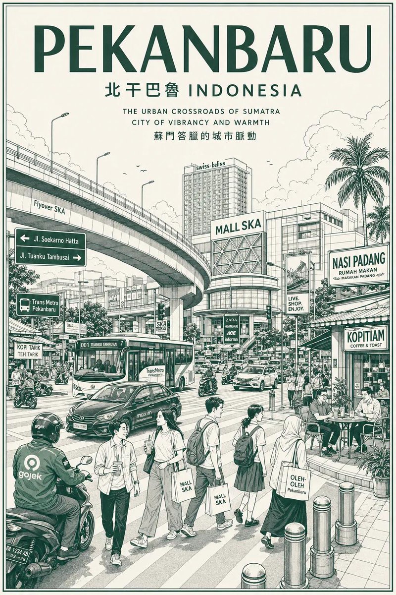 Architecture Illustration Watercolor Retro City Elegant
