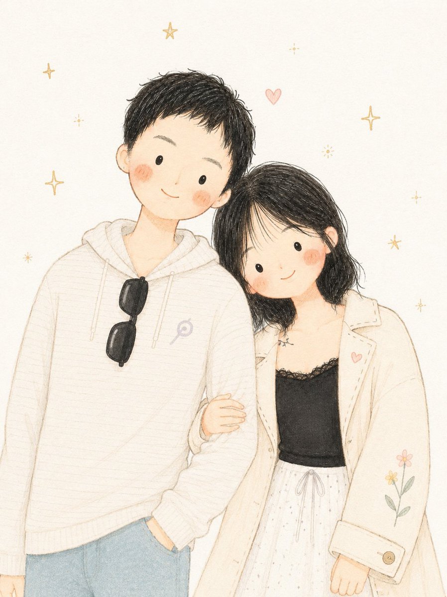 Portrait anime illustration dreamy warm cute.