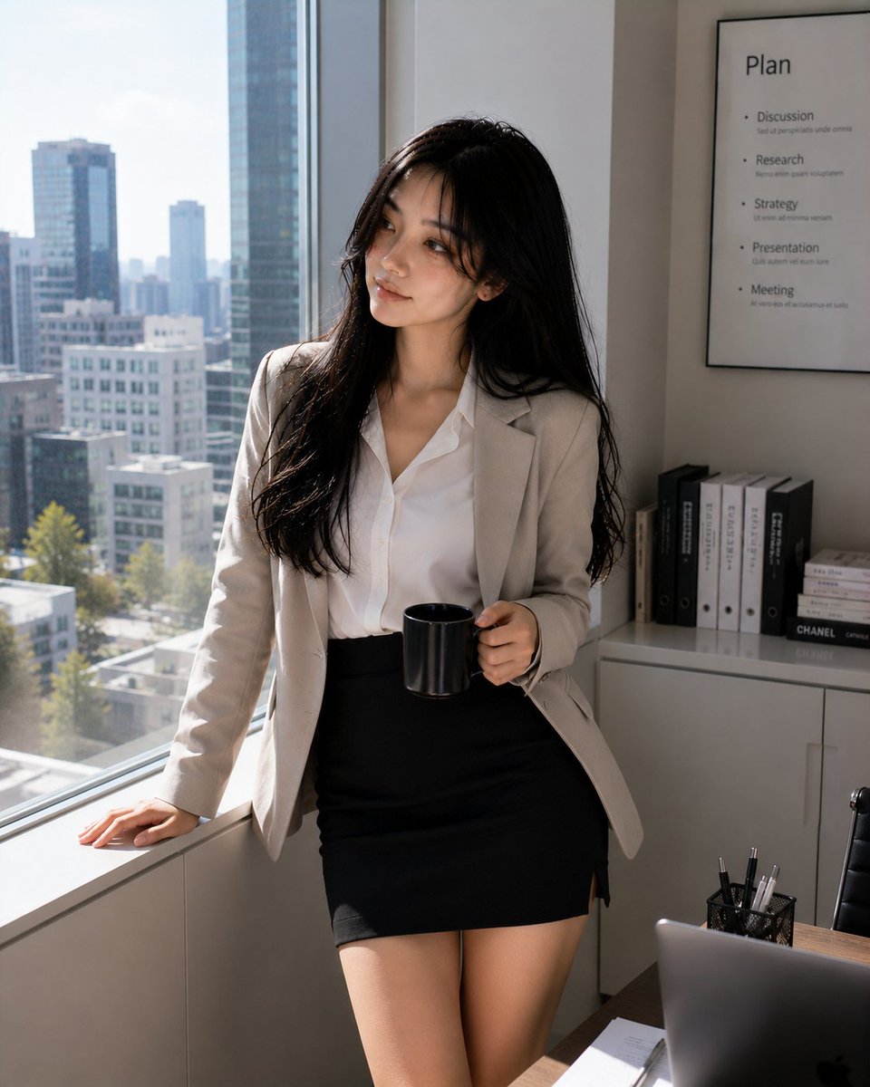 Portrait Realistic Minimalist Urban Office Elegant.