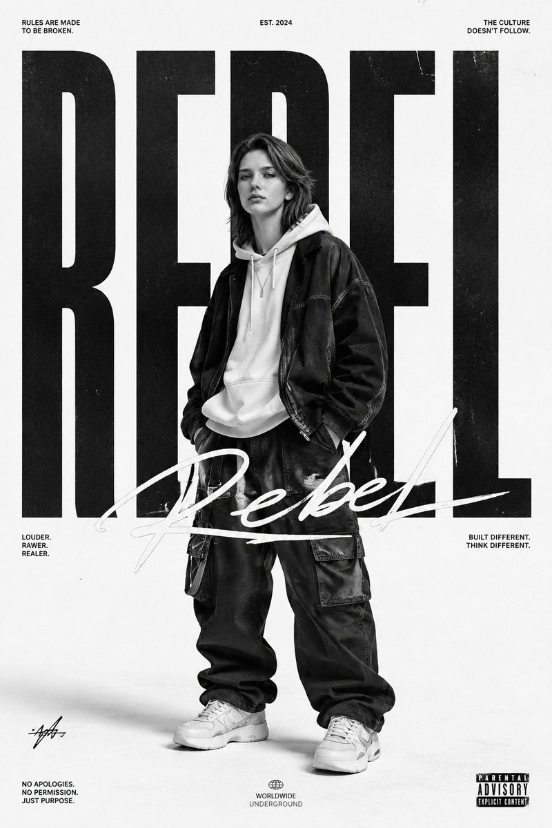 Black-and-white street style fashion poster