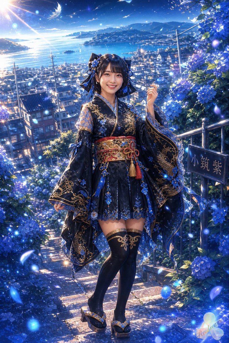Female anime illustration dusk mountain elegant