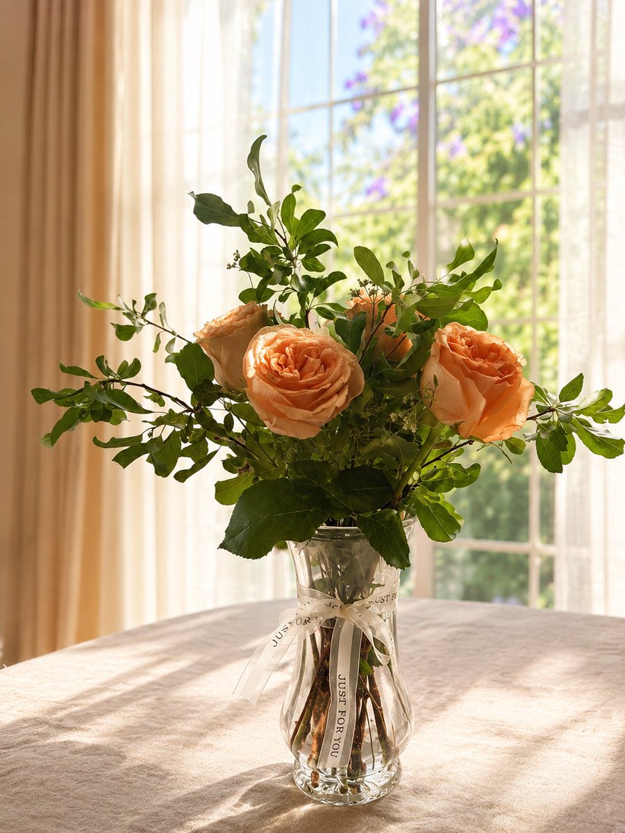 Sunlit bouquet photo retouching
