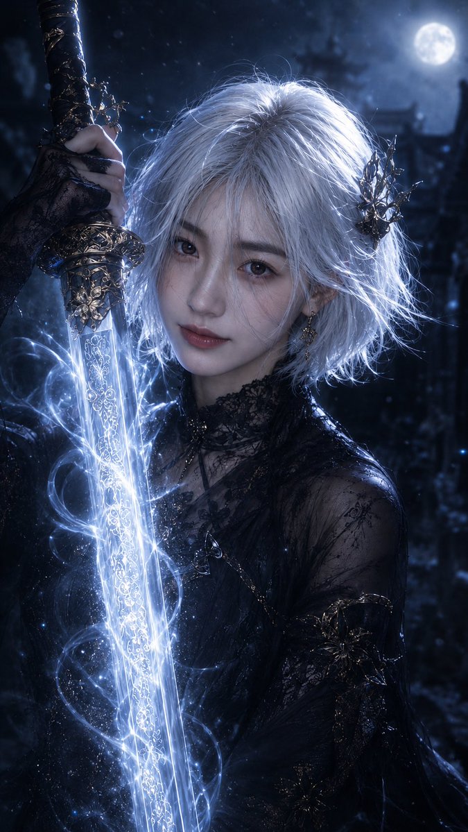 Portrait cinematic realistic night forest