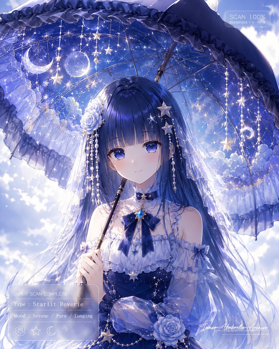 Portrait anime illustration rain dreamy elegant