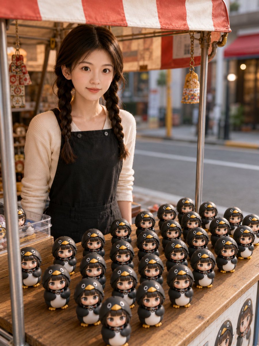 Portrait 3D realistic street outdoor cute