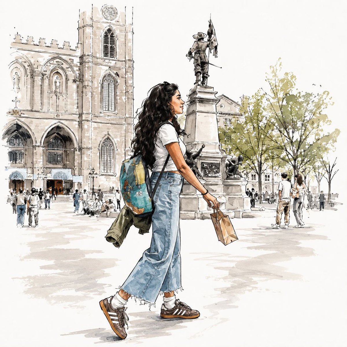 Vogue style fashion illustration sketch