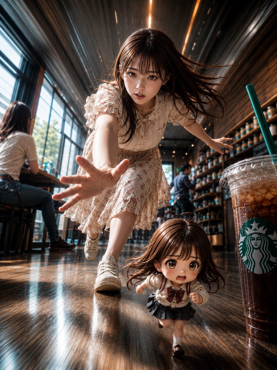 Honkai portrait realistic cafe warm cute