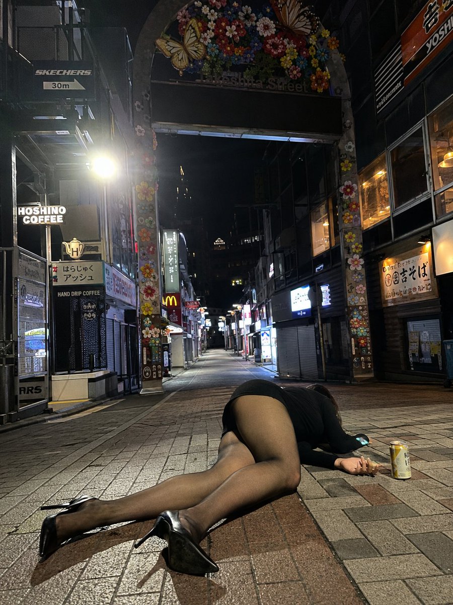 Woman realistic street night scene