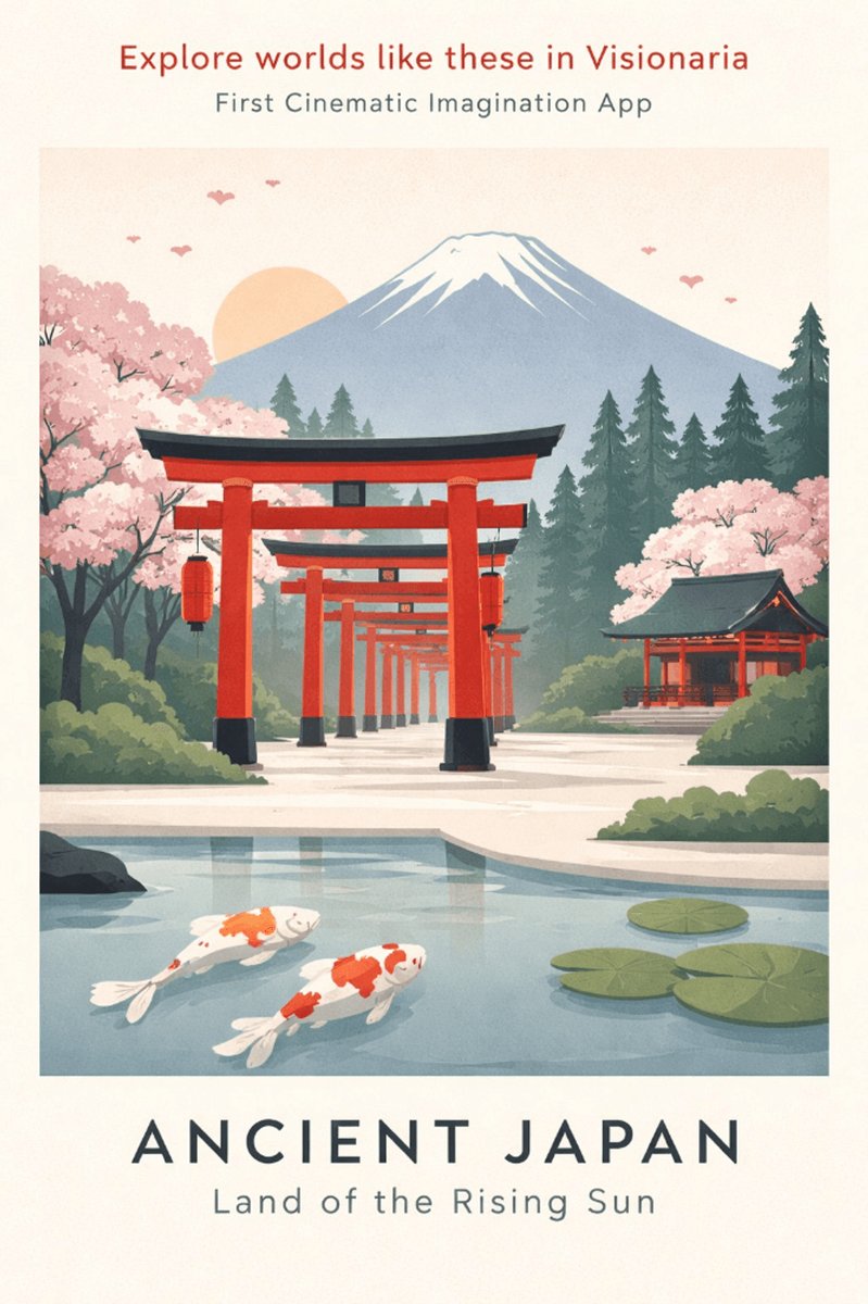 Architectural illustration poster retro snow