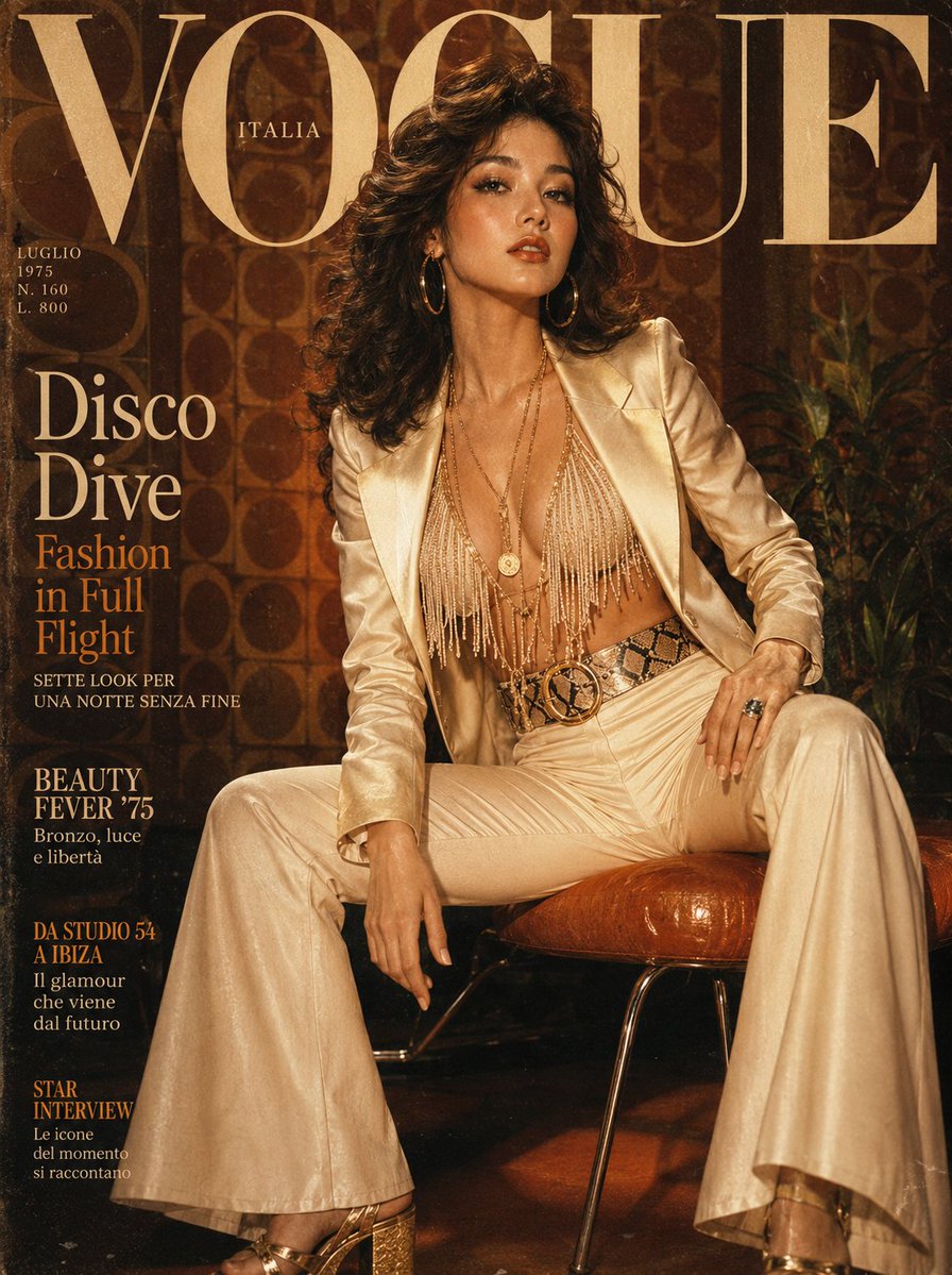 Female realistic cover retro warm