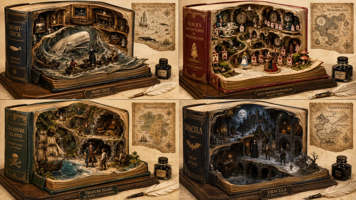 Fantasy Magic Book Diorama Grid