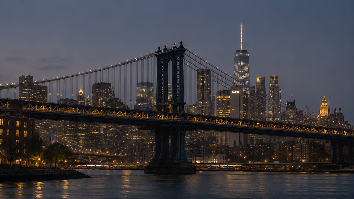 New York bridge blue hour wallpaper
