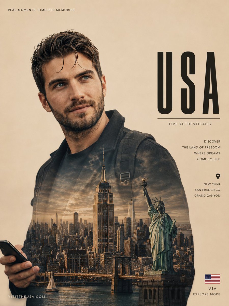 Cinematic double exposure travel poster