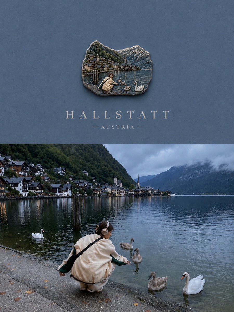 Luxury travel poster split-screen layout