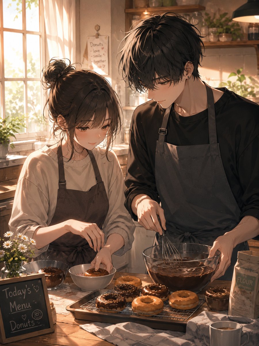 Female cinematic anime indoor cool tone gentle