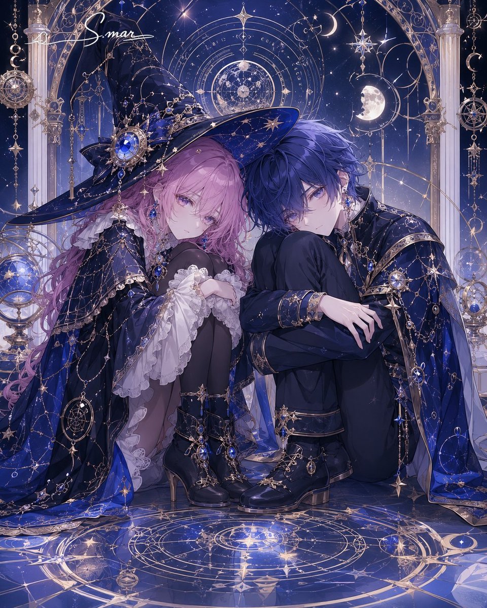 Character anime illustration, night scene, indoor, melancholic