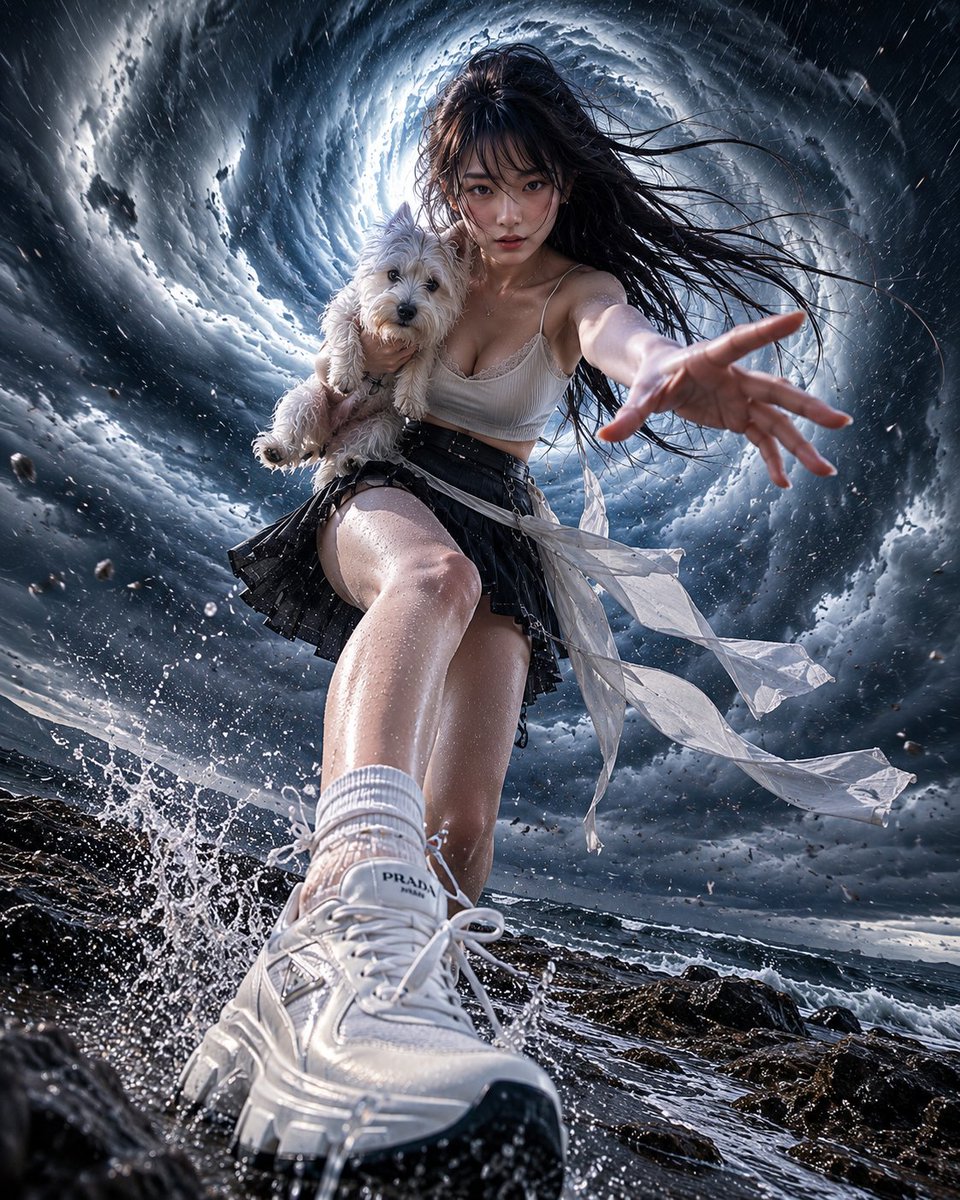 Broken portrait, cinematic, realistic, rain, cool tone