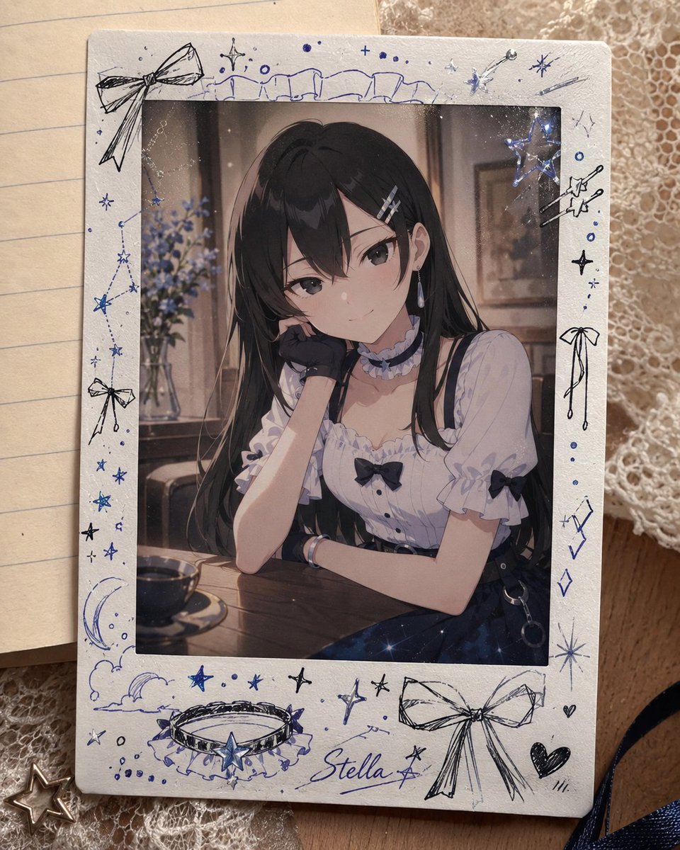 Portrait, anime, realistic, retro cafe
