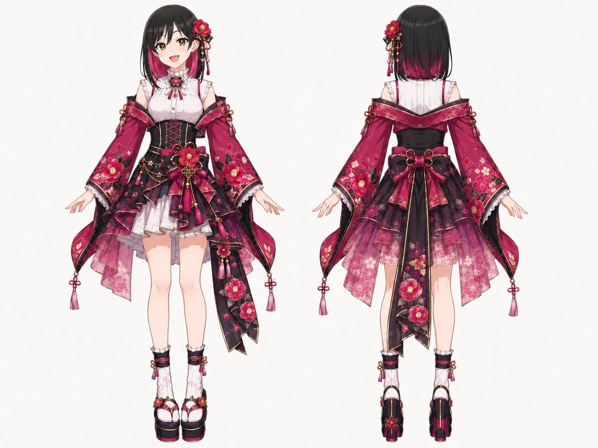 Female anime illustration, mountain