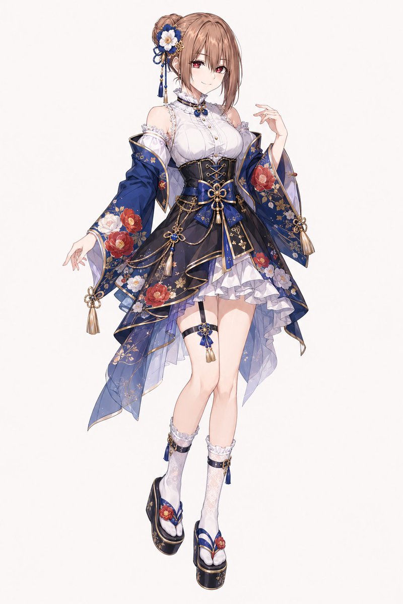 Female anime illustration, mountain, elegant