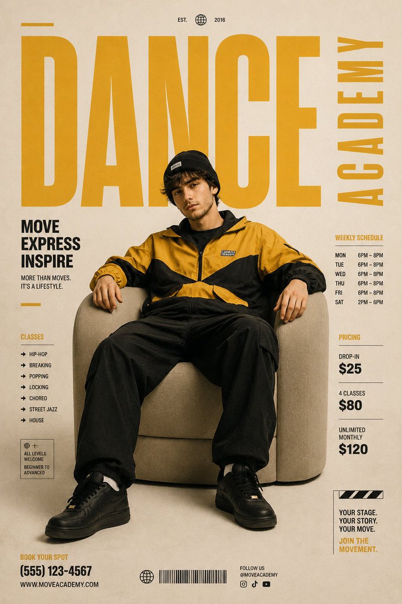 Minimalist modern dance academy poster