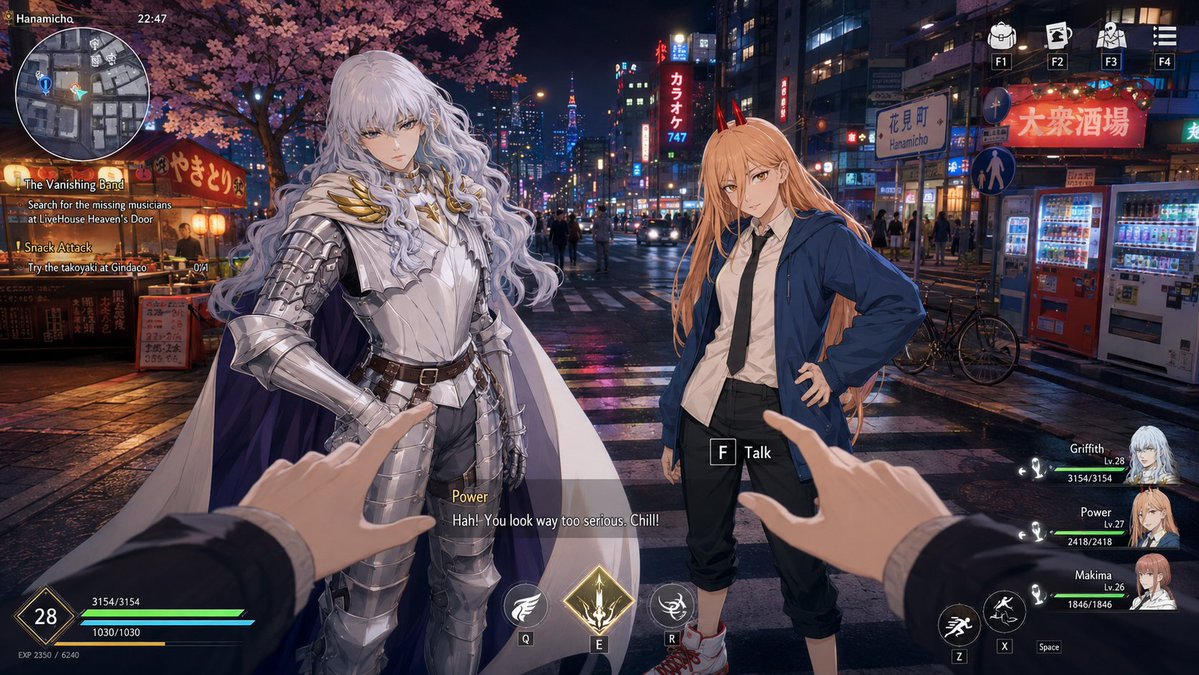 Character cinematic anime neon rain elegant