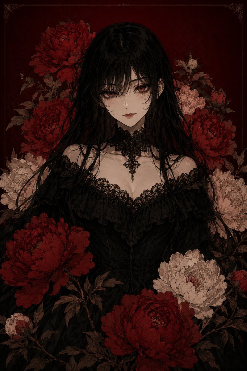 Portrait illustration, anime, dark retro, melancholic