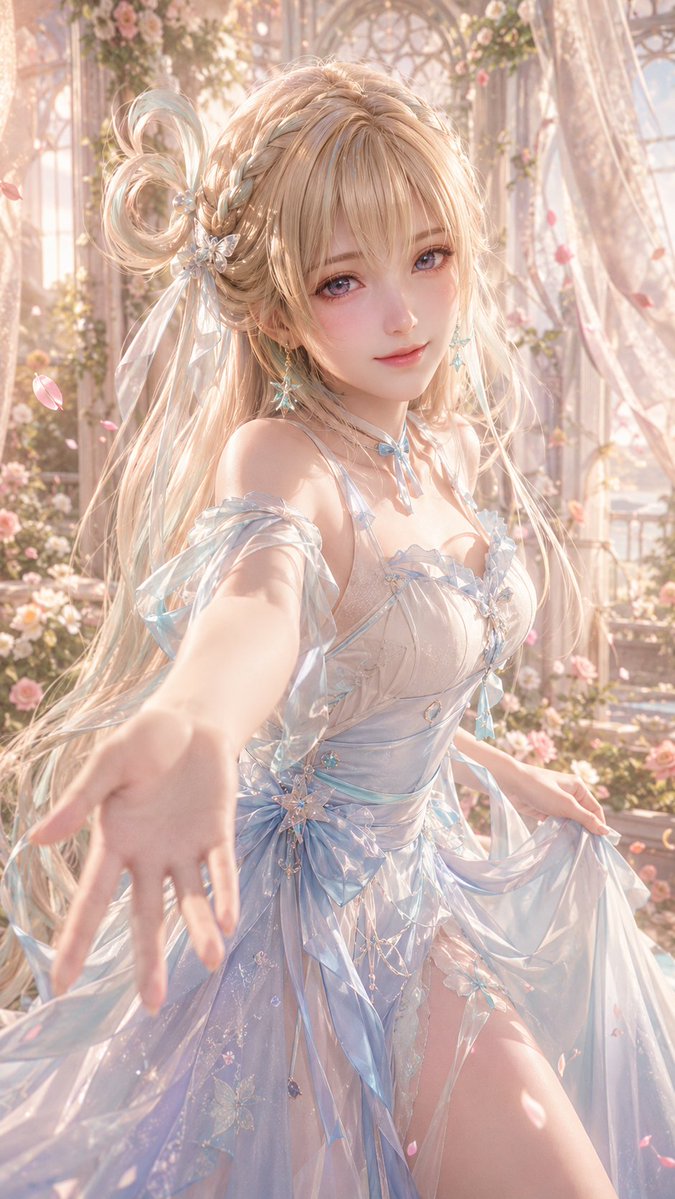 Gentle dreamy snow 3D anime portrait.