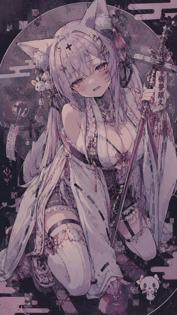 Character anime illustration dark fantasy cute.