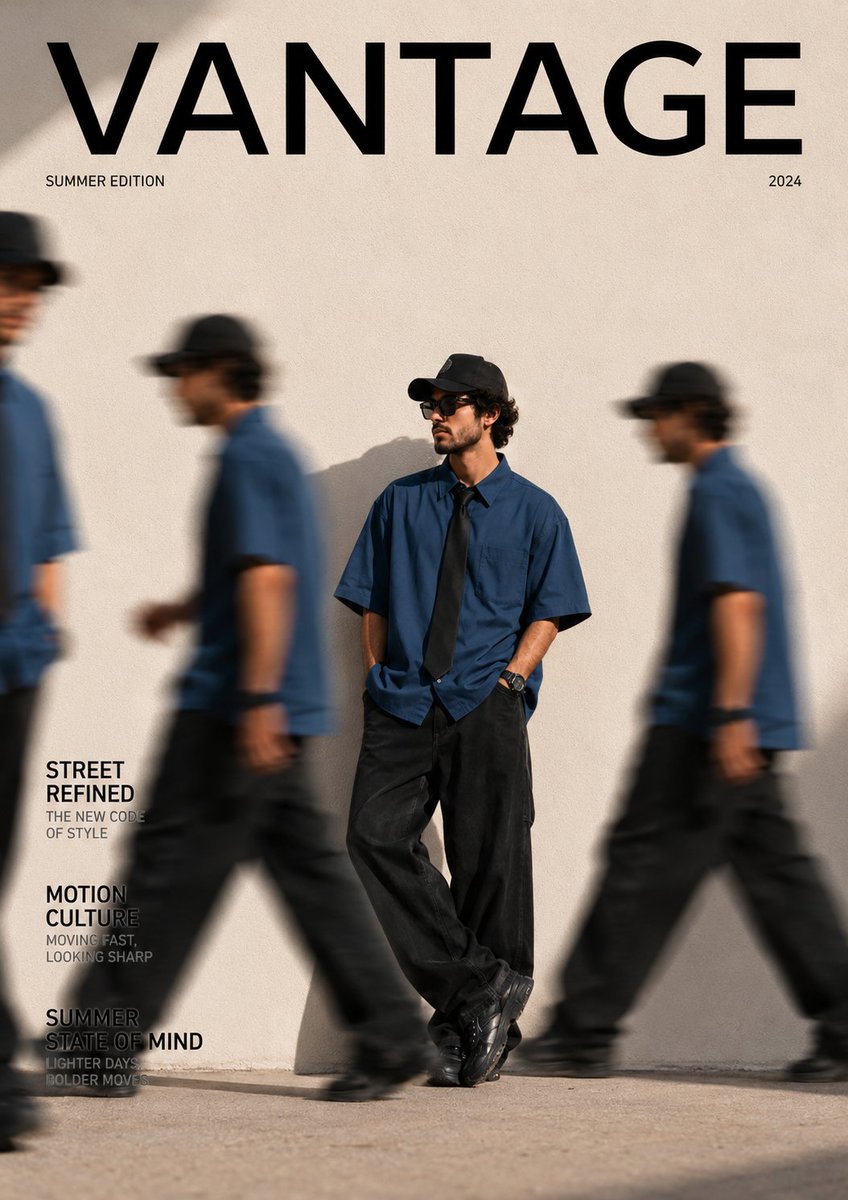 Minimalist street-style fashion magazine cover.