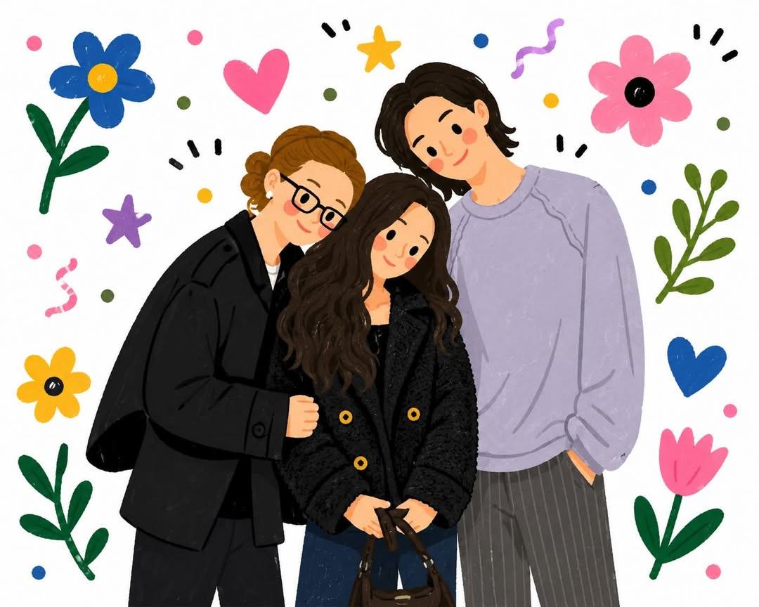 Decorative folk art flat illustration.