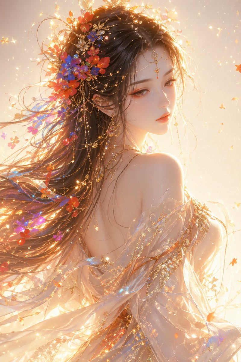 Portrait illustration, dreamy, elegant.