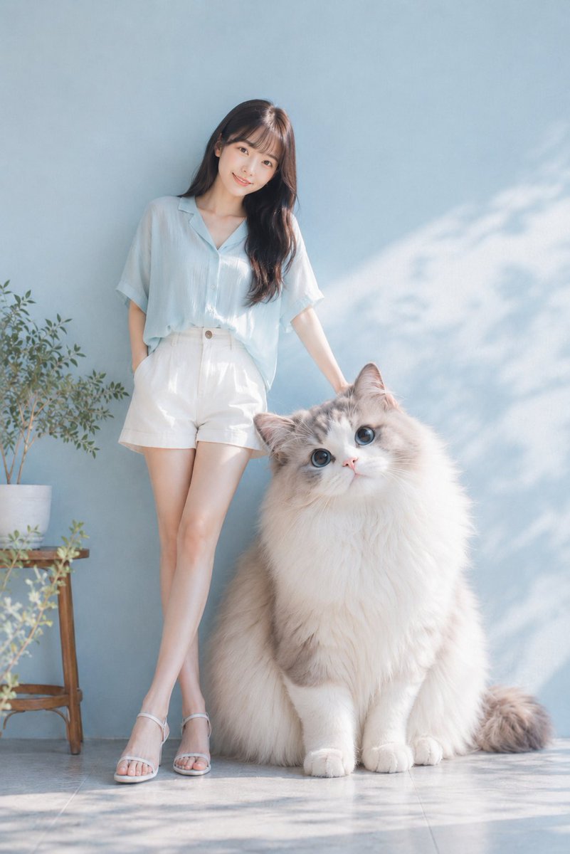 Broken Cat Realistic Logo Indoor Gentle