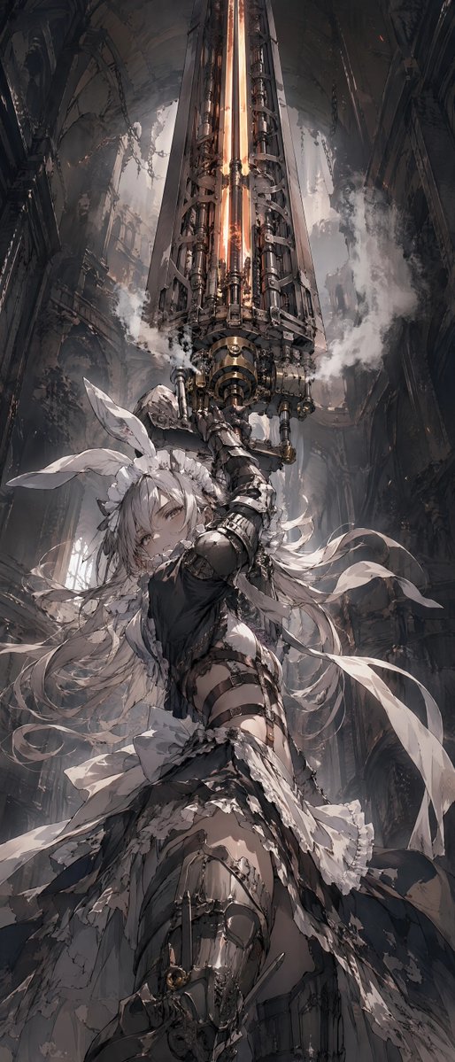 Girl Anime Illustration Dark Ruins